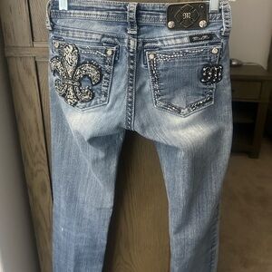 Miss Me Blue Boot Cut Jeans with Fleur-de-Lis